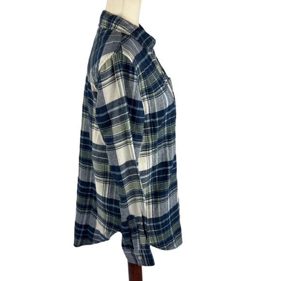 GAP RELAXED FIT AMELIA PLAID‎ BUTTON UP FLANNEL IN SEA SPRAY NWT WOMEN'S SIZE XS - Picture 5 of 14